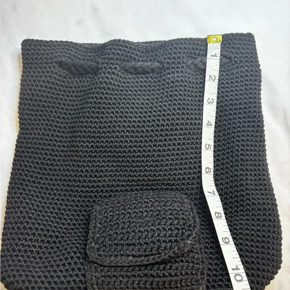 The Sak Black Woven CROCHET Lined Backpack Style Boho Purse Handbag - Picture 4 of 10